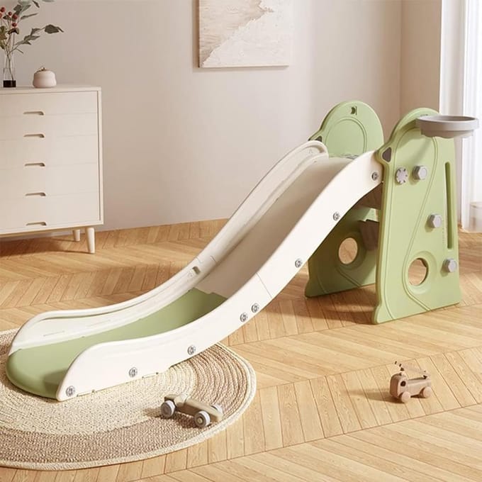 Opvouwbare Kinderglijbaan en Klimset met Basketbalmand