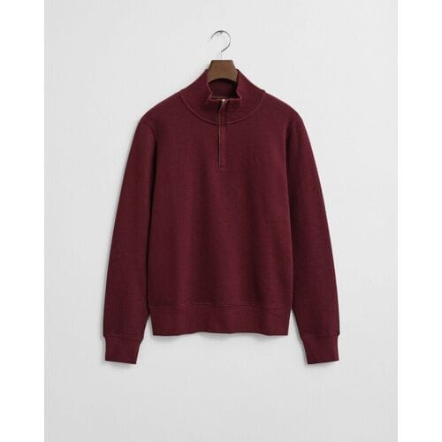 Gant Trui Sacker Rib Half Zip Subtle Tone-on-Tone Logo Embroidery Winter Wine / male