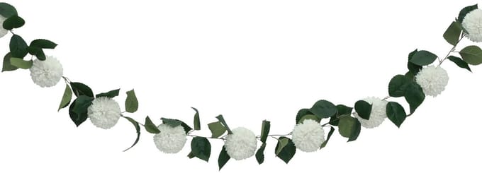 Chaks Kunstbloem slinger dahlia's - 220 cm - wit - bruiloft versiering - guirlande - decoratie