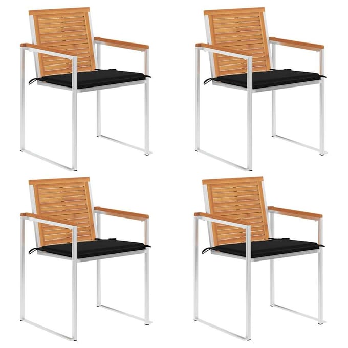 vidaXL - Tuinstoelen - 4 - st - met - kussens - massief - acaciahout