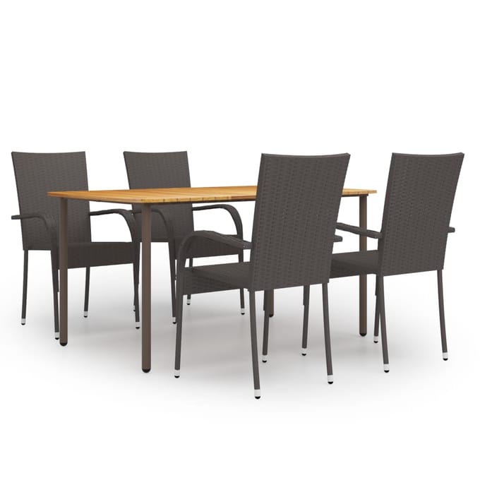 vidaXL - 5-delige - Tuinset - poly - rattan - bruin