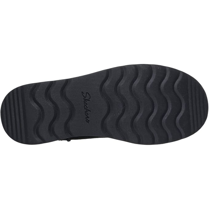 Skechers Keep Cozy Leren Dames Zwarte Winter Enkellaarsjes