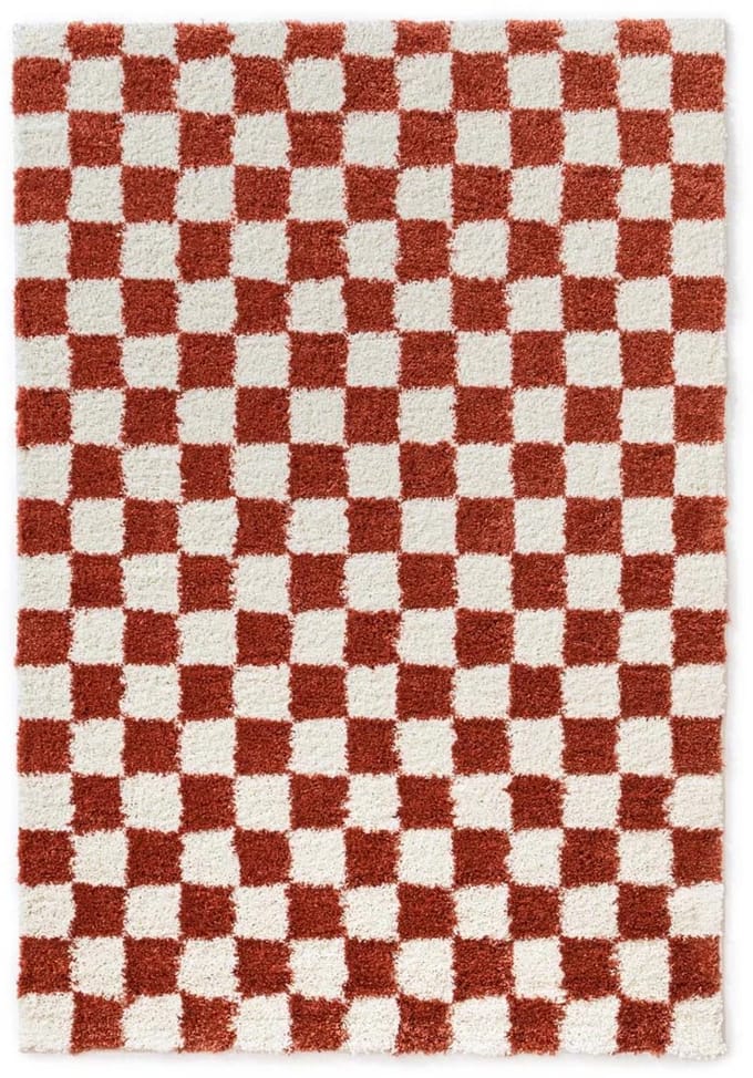 Checkerboard vloerkleed - Check ivoor/koraal 80x150