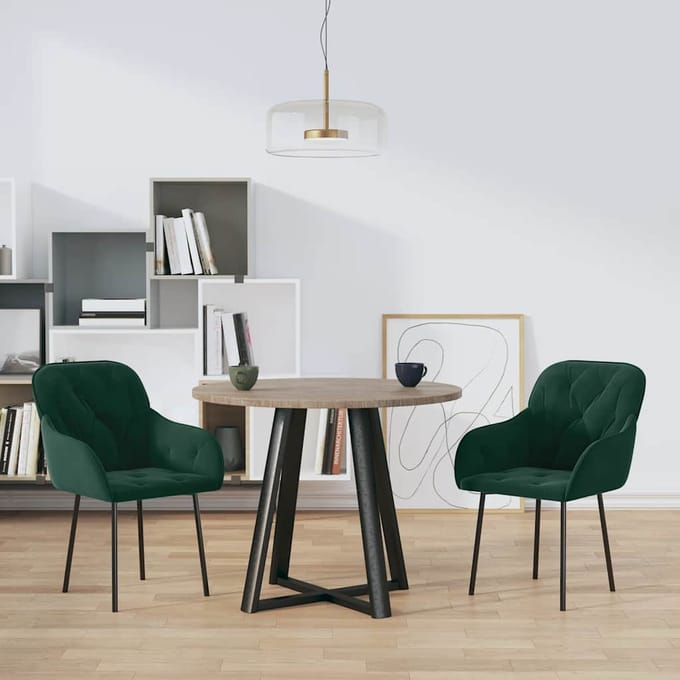 vidaXL - Eetkamerstoelen - 2 - st - fluweel - donkergroen