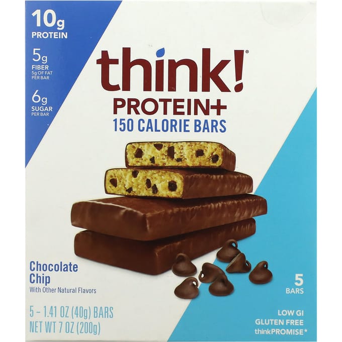 Pense!, Barre Protéinée+ 150 Calories, Pépites de Chocolat, 5 Barres, 1,41 oz (40g) Chaque