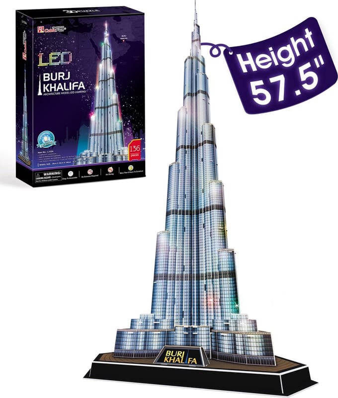 Cubic Fun 3D Puzzle Burj Khalifa with LED Lighting 3D Puzzels