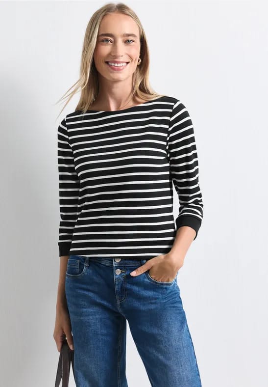 Shirt met 3/4-mouwen en een boothals