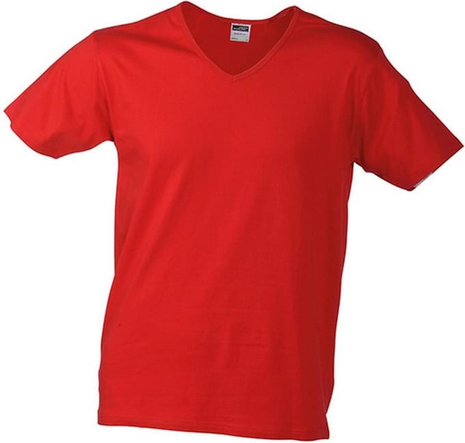 Daiber Heren Slim Fit V Hals T-Shirt (Rood)