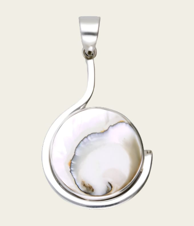 Zilveren Nautilus fragment schelp rond XL kettinghanger