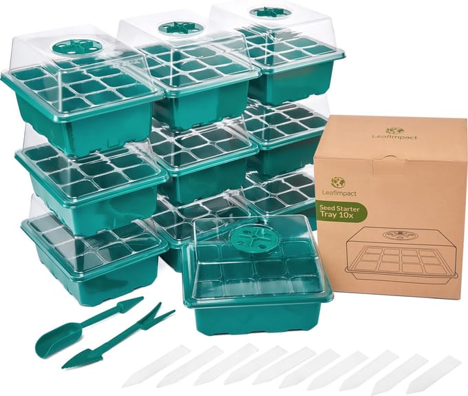 10 Pack LeafImpact Kweekbak - Complete Kweekset - Moestuin Kweekkas - Kweektafel - Verstelbare Ventilatie - Kweekbakken Moestuin