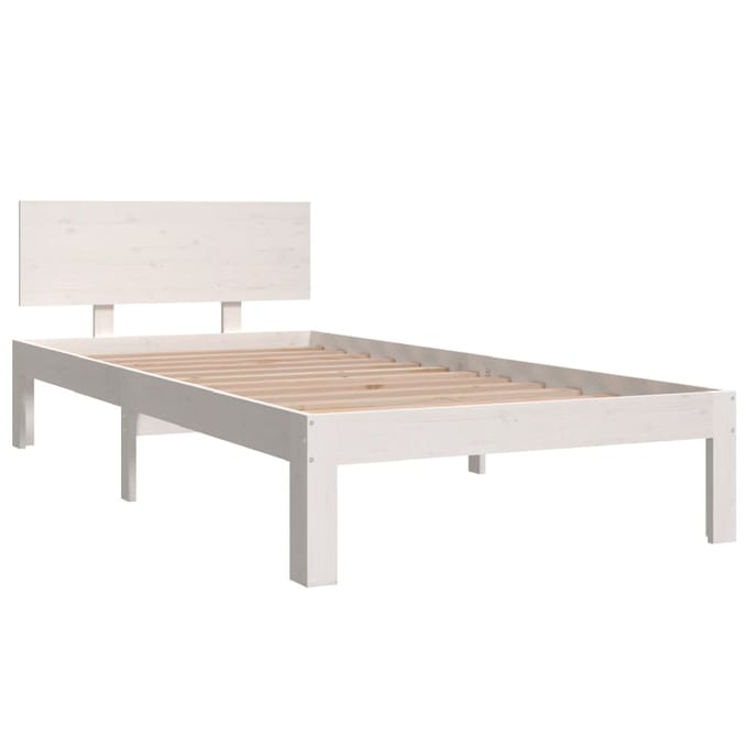vidaXL - Bedframe - massief - grenenhout - wit - 90x200 - cm