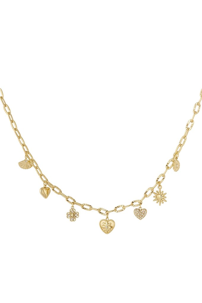Bedelketting | hart | hartjes | bedels | ketting | stainless steel | goud | glitter