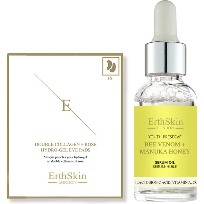Bijengif + Manuka Honing Serumolie 30ml + Dubbel Collageen + Roos Hydrogel Oogkompressen 5 X 2