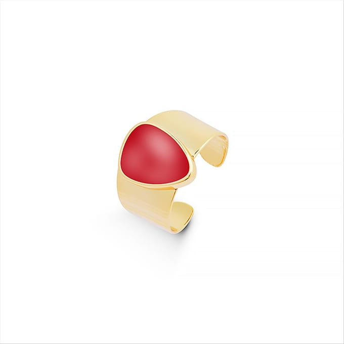 Bague - LUXENTER - Sheak - Corail - Or jaune 18 carats - 15,3 mm de hauteur Taille unique rouge
