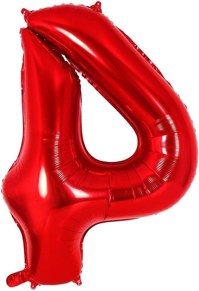 Folieballon Cijfer 4 - Ballon Cijfer Vier - Feestdecoratie - Extra Groot Formaat - 101 cm - Rood