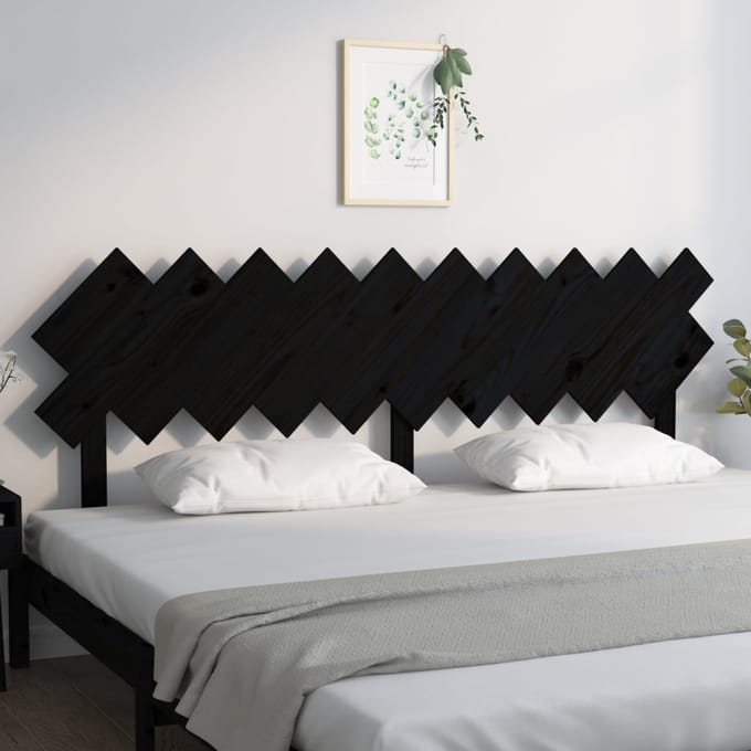 vidaXL - Hoofdbord - 196x3x80,5 - cm - massief - grenenhout - zwart