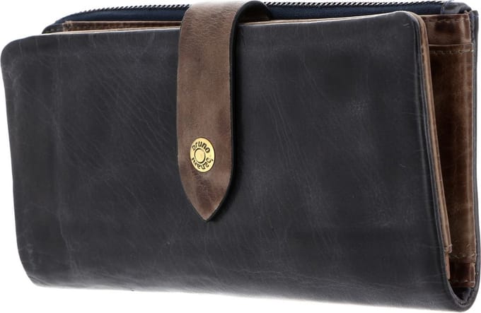 bruno banani Leren Portemonnee Lyon Wallet With Flap Blue Blauw