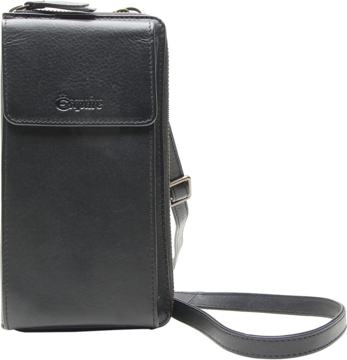 Esquire Leren Portemonnee Telefoontasje Peru Phone Wallet Bag Black Zwart