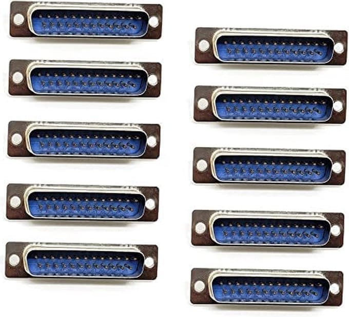 Seriële RS232 connector 25-pins SUB-D (m) / solderen DB25 Male 10 stuks