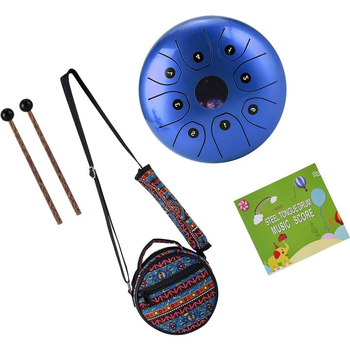 Mini tambour à langue en acier de 5.5 pouces, 8 Notes, CKey Handpan, tambour de poche en acier, Percussion bleu