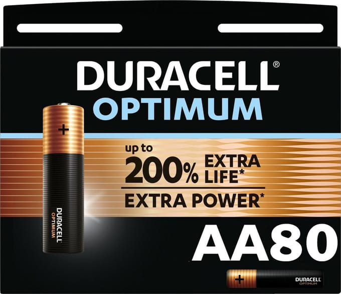 80 x AA Duracell Optimum Alkaline batterijen - Voordeelpak
