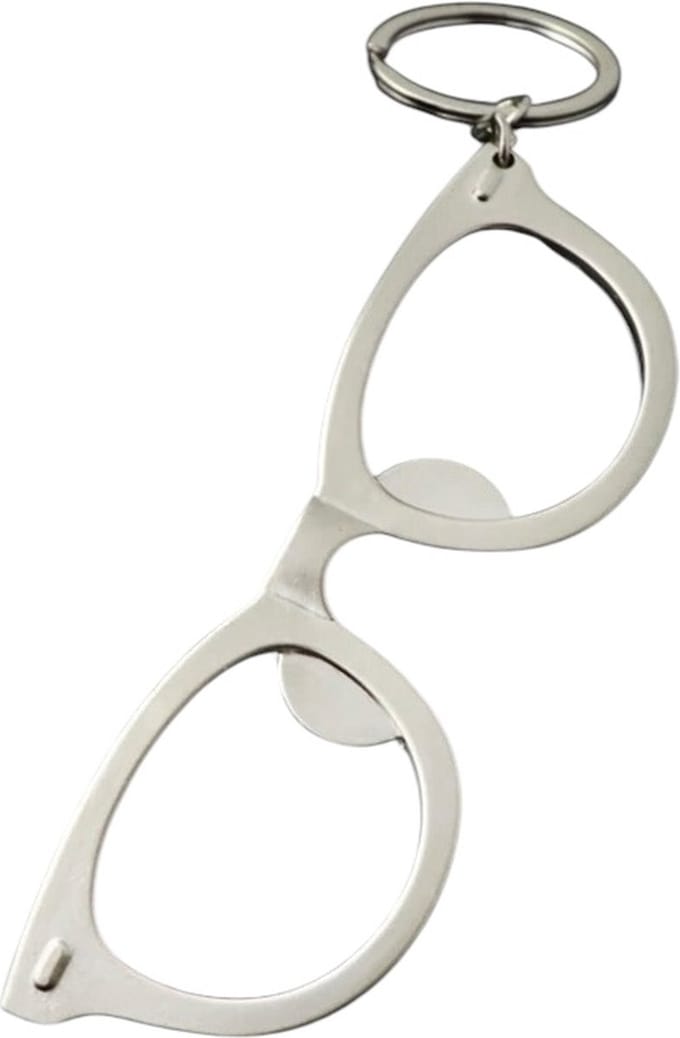 Flesopener/Sleutelhanger Bril 10.5 x 3.5 cm ( Zilverkleurig )