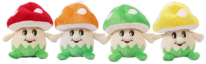 PIA Soft Toys - Set van 4 Pluche Paddenstoelen - 4 ass. - 20 cm