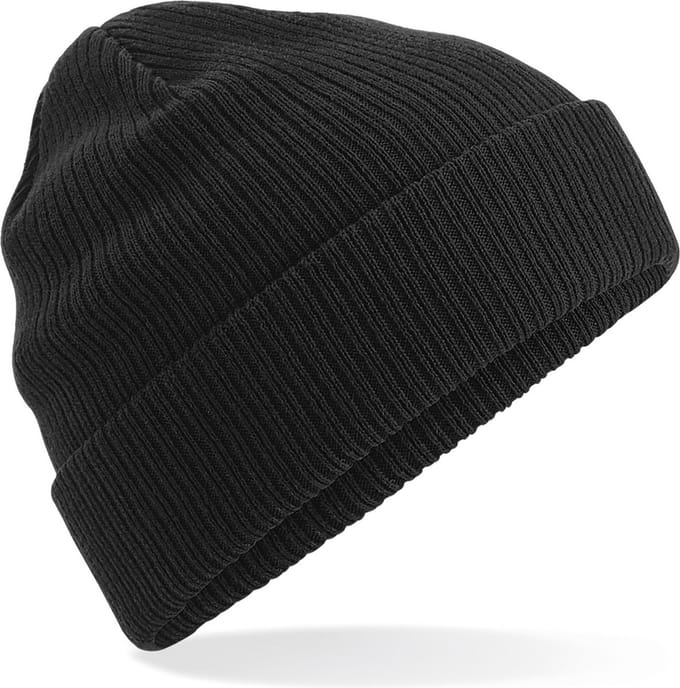 Beechfield Organic Beanie Commando wintermuts - zwart - heren - 100% gebreid katoen - Biologisch