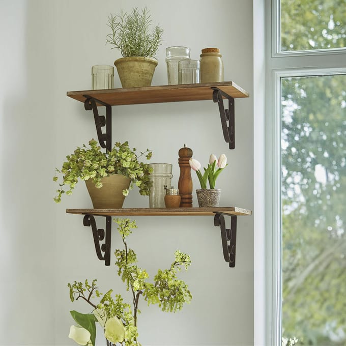 LOBERON Wandplank set van 2 Dravile antiekbruin