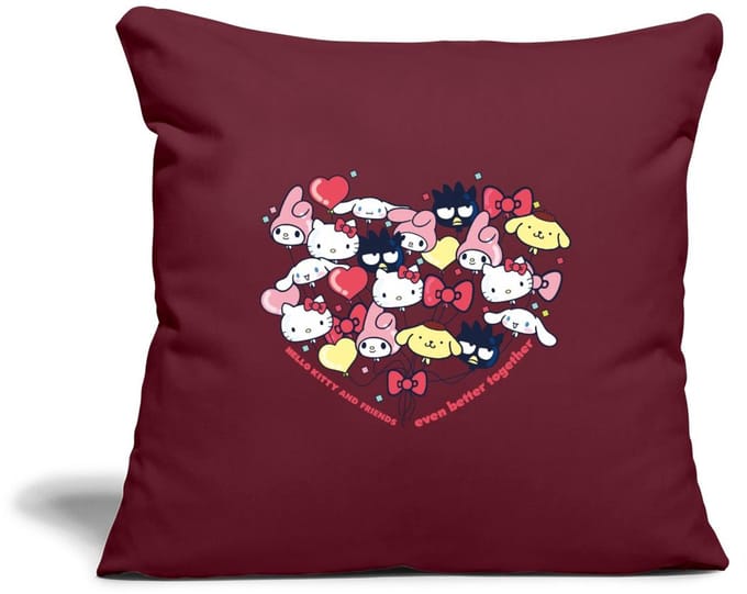 Hello Kitty En Vrienden Ballonnen In Hartvorm Sierkussenhoes, 45 x 45 cm