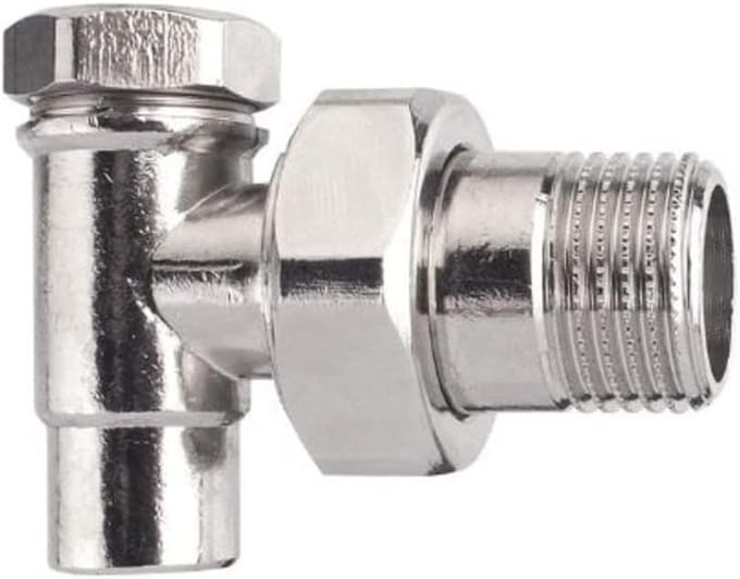 Afsluitbare 15mm x 1/2" Hoek Radiatorkraan in Zilver - Universele Montage