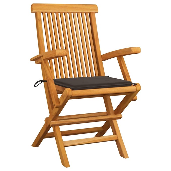 vidaXL - Inklapbare - stoelen - 8 - st - met - taupe - kussens - massief - teakhout