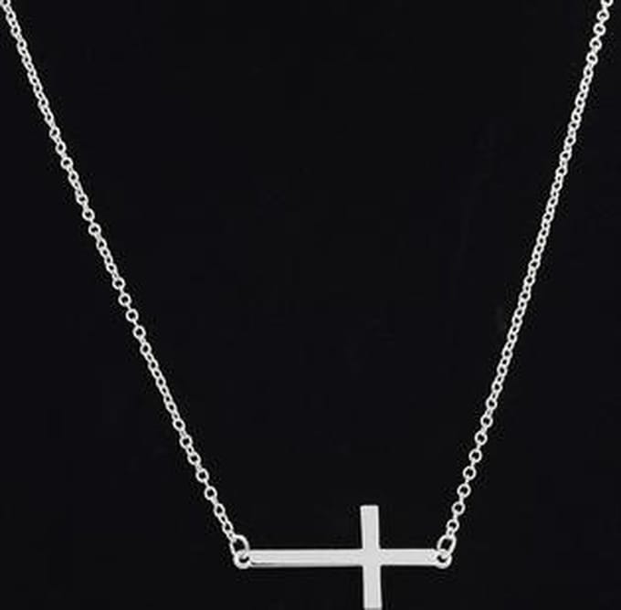 Ketting met kruisje ( Sideways) mat verzilverd