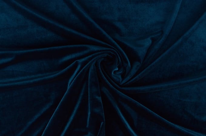 35 meter stretch fluweel - Petrol - 93% polyester - 7% elastaan