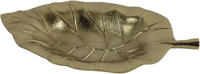 Decoschaal  - Blad - Goud - 12x21x3cm - Aluminium