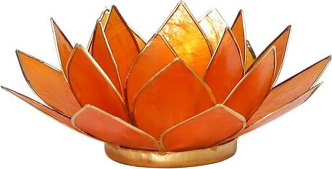 Lotus sfeerlicht houder oranje - 13.5 cm - S