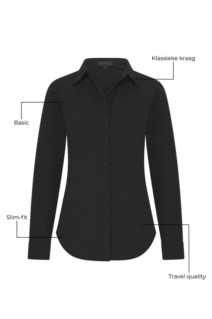 Mi Piace Travel Blouse Dames - Zwart - Maat M/38 - 60840