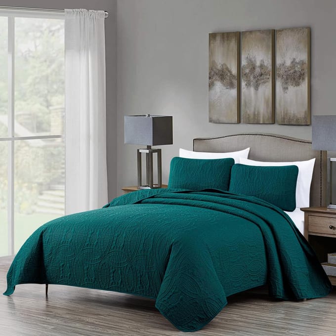 Collection Austin 3-delige extra grote spreiset, queensize, groenblauw