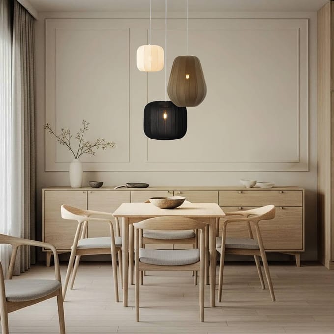 Lindby - Hanglamp - 1licht - Textiel, ijzer - H: 30 cm - E27 - wit, zwart, grijs