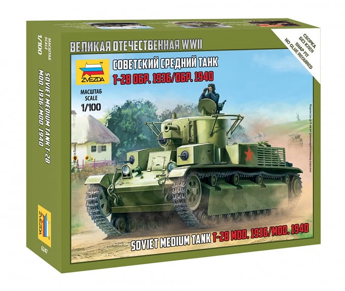Zvezda Modelbouwpakket Militaire voertuigen - 6247 T-28 Soviet Tank Plastic - 1:100 - Modelbouw