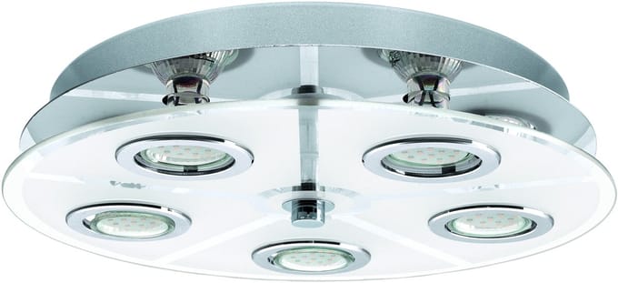EGLO Cabo - Plafondlamp - Rond - 5 Lichts - Ø350mm. - Chroom - Wit, Helder