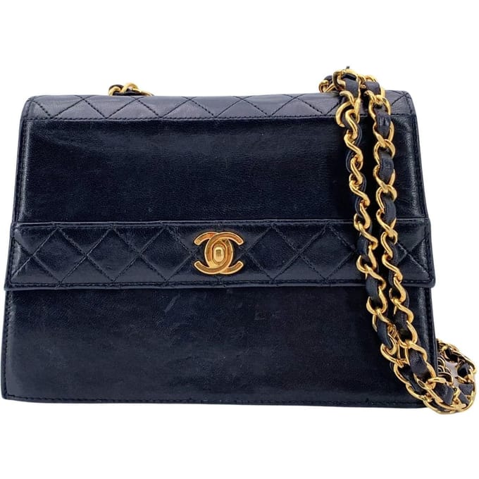 Chanel Vintage Leren Schoudertas Trapezio