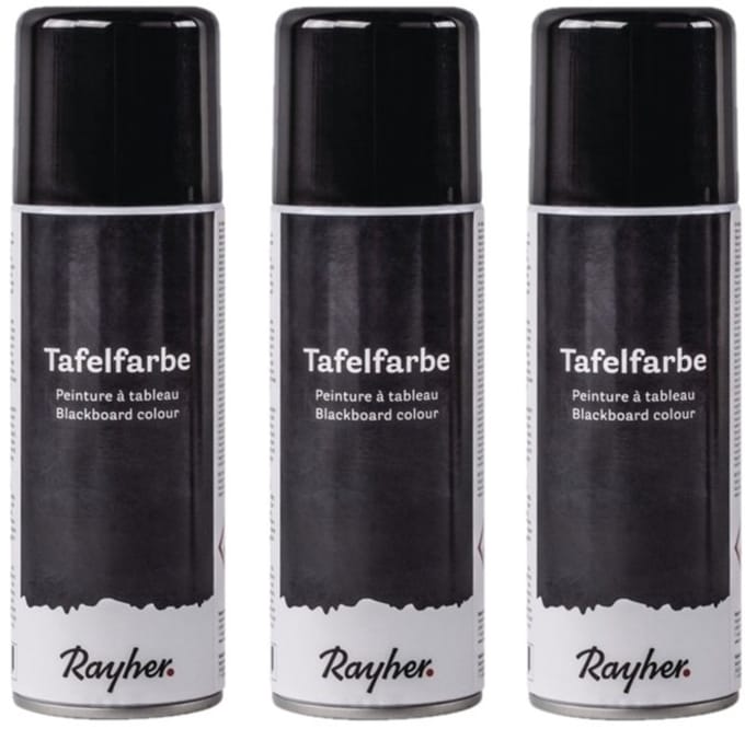 Rayher Krijtbord verf spray - 3x - zwart - 200 ml - schoolbordverf