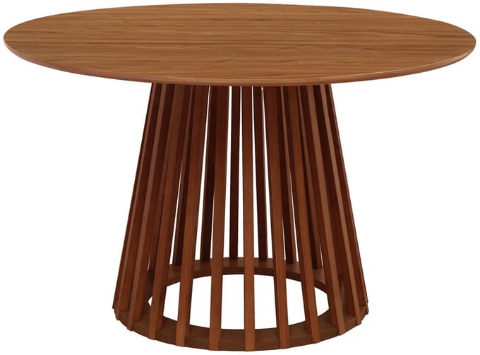 sweeek - Eettafel met houteffect, dennenhouten poten, 4 zitplaatsen, ø120cm