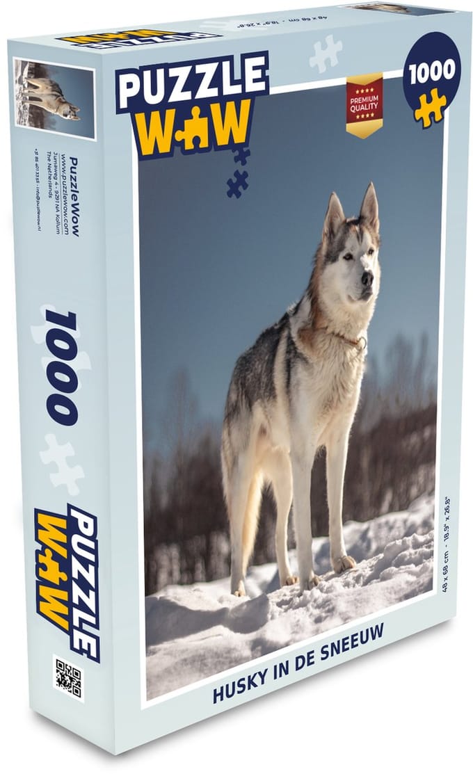 Puzzel Husky in de sneeuw - Legpuzzel - Puzzel 1000 stukjes volwassenen