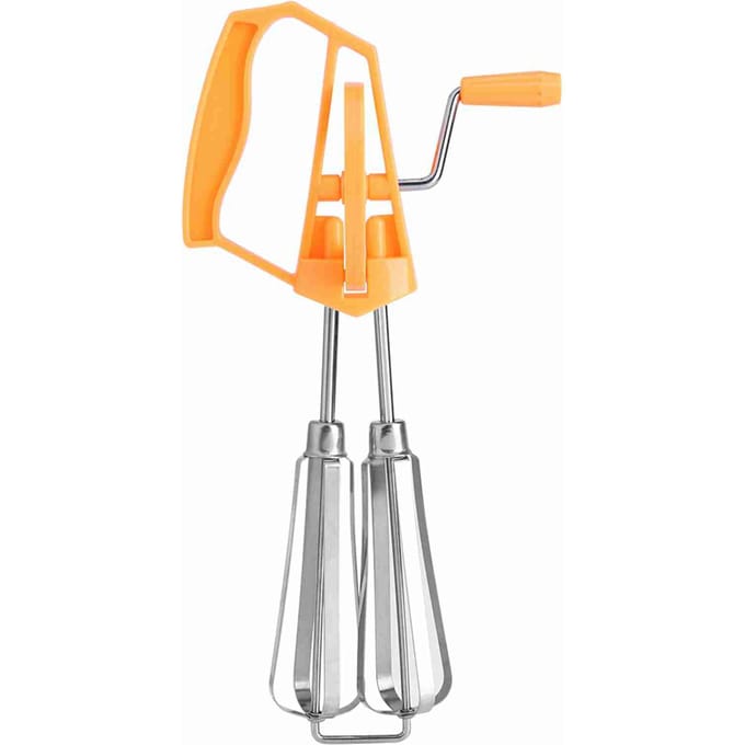 RVS Roterende Handgarde Eierklopper Mixer Kookgereedschap Keuken oranje