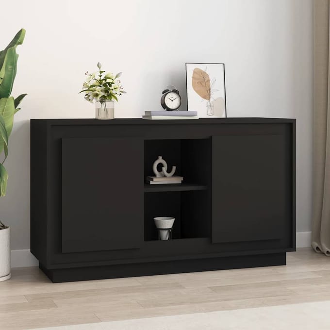vidaXL - Dressoir - 102x35x60 - cm - bewerkt - hout - zwart