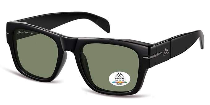 Montana Zonnebril Polarized Glanzend Zwart MP189A Groen glas