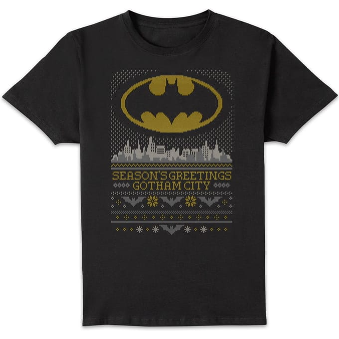 DC Seasons Greetings From Gotham Men's Christmas T-Shirt - Black - M