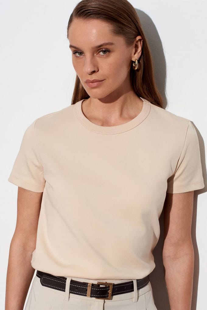 Dames Effen Crew Neck T-shirt